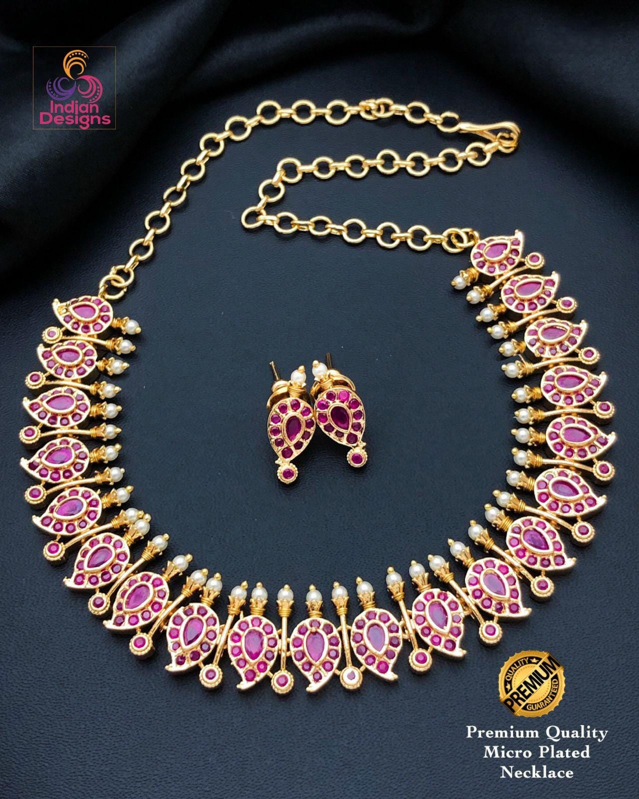 Gold plated AD choker necklace with Earrings| stylish wedding necklace| Indian Wedding party wear jewelry| short necklace set| Gift for her