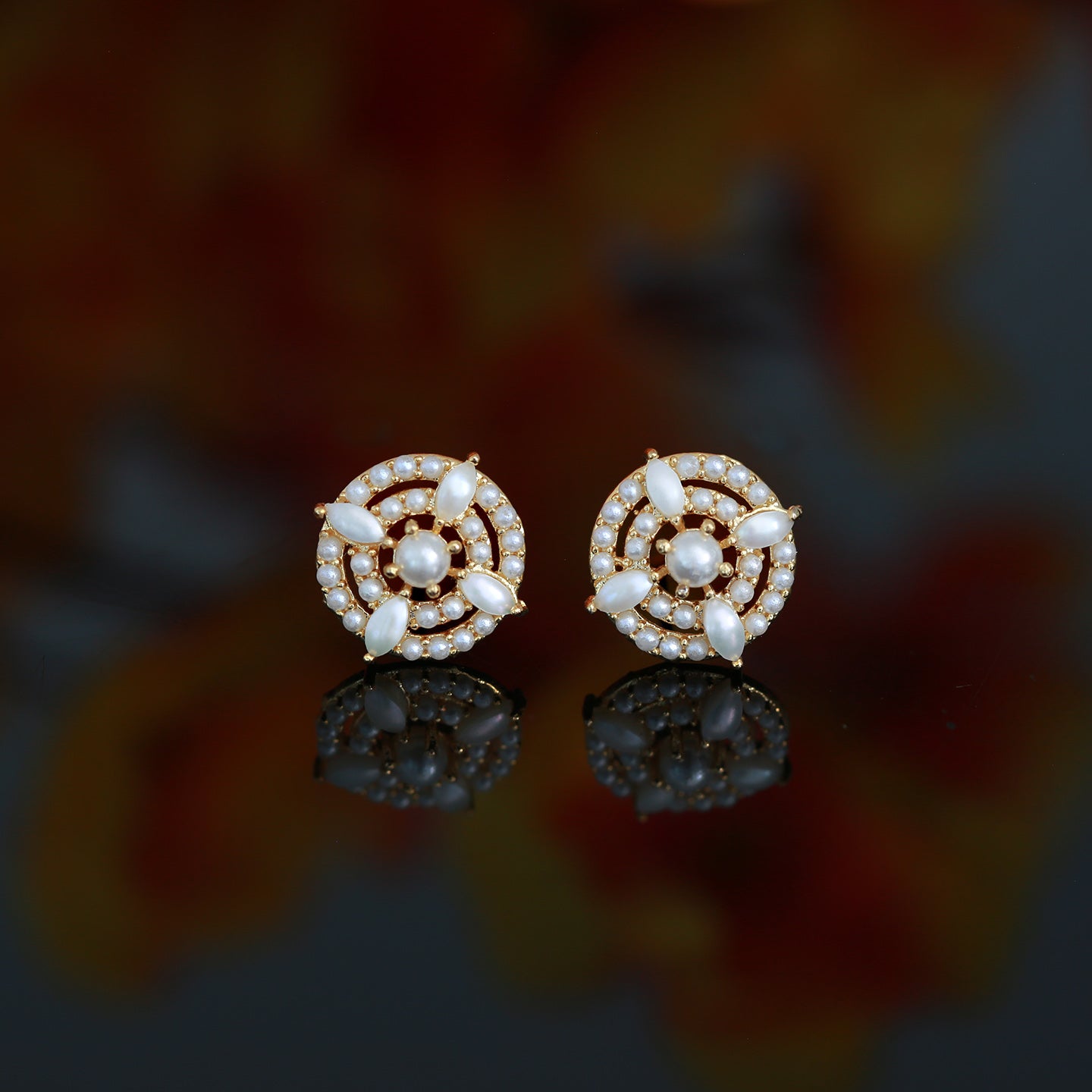 Small Light Weight Gold Plated AD stone Pearl stud Earrings tops | Crystal pearl and CZ Earrings | Trendy Stud earrings |