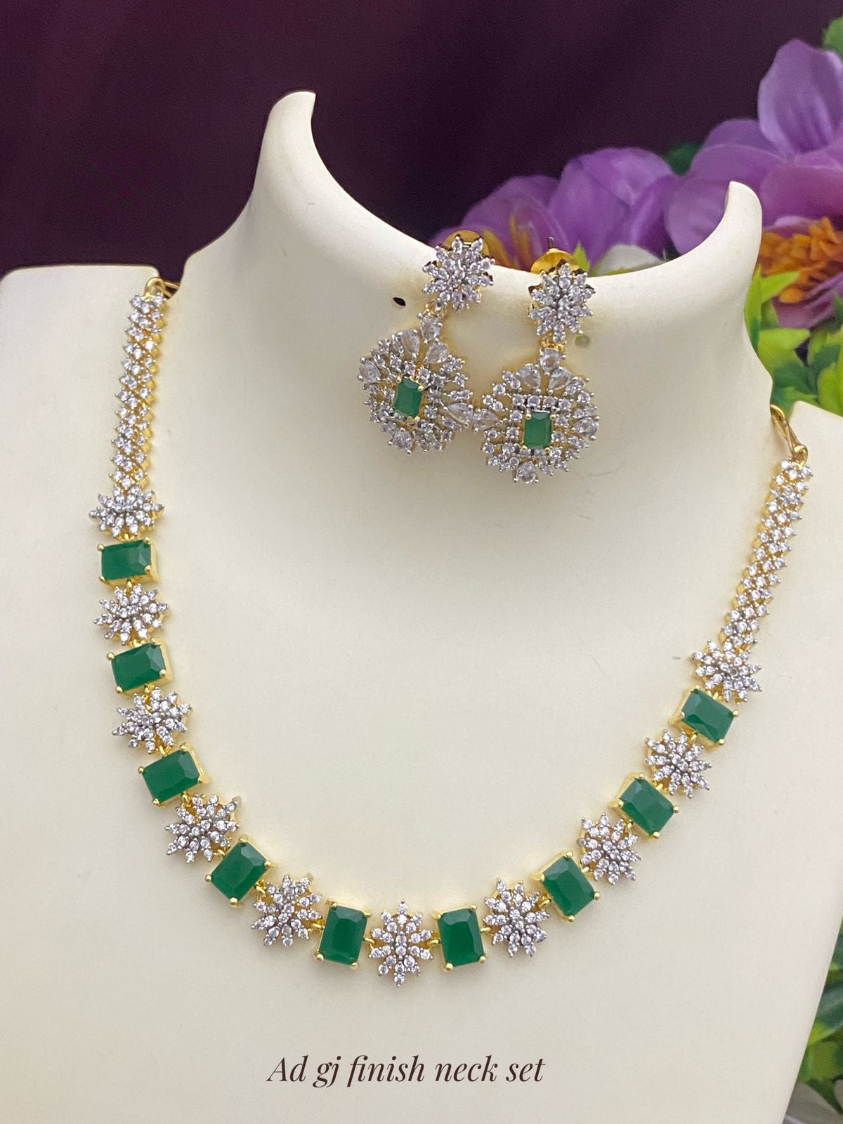 American Diamond small Choker set | Gold Plated CZ diamond Indian necklace | Fancy Mini Choker |CZ Ruby Emerald stone necklace jewelry