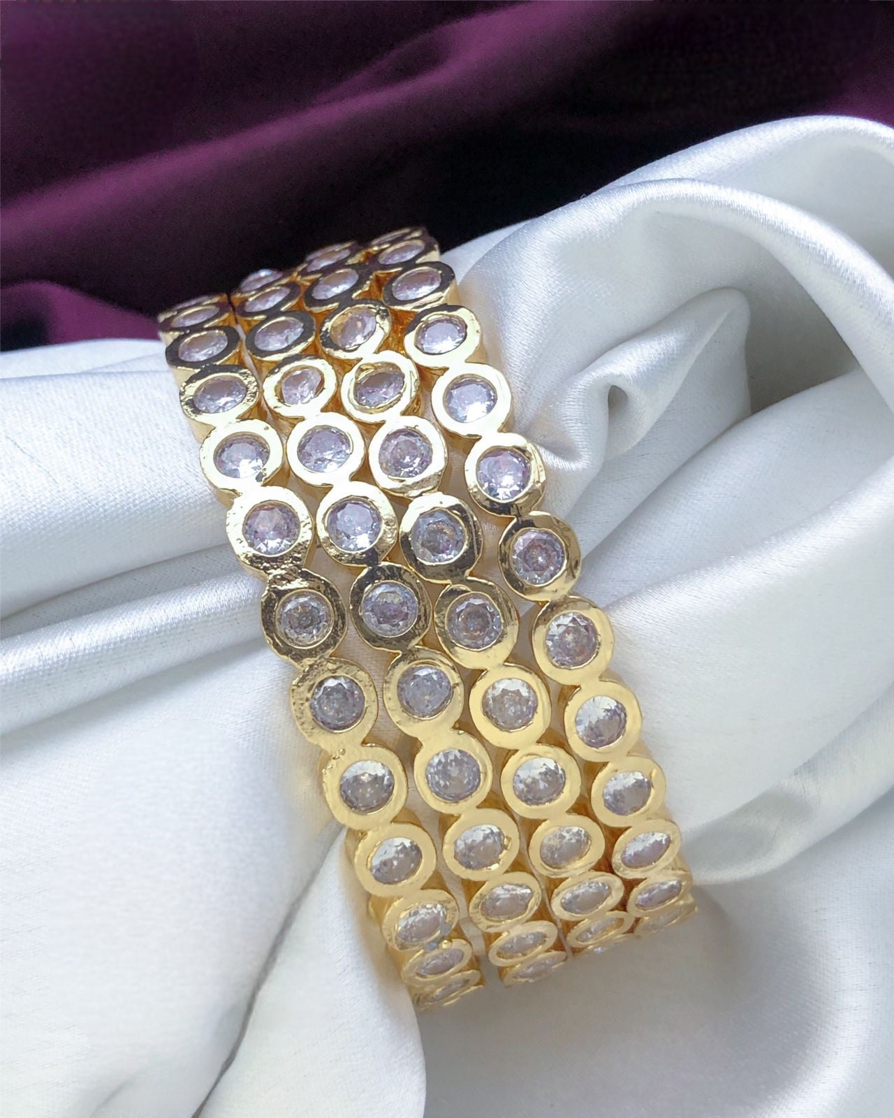 White stones American diamond bridal bangles set of 4, CZ color crystal bracelet bangles, Indian Designs