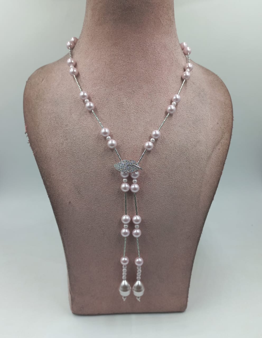 Elegant Baroque Pearl Lariat Necklace, Multicolor Shell pearls Elegant Necklace |Silver tone Color Shell Pearl Lariat Jewelry|Gift for Women