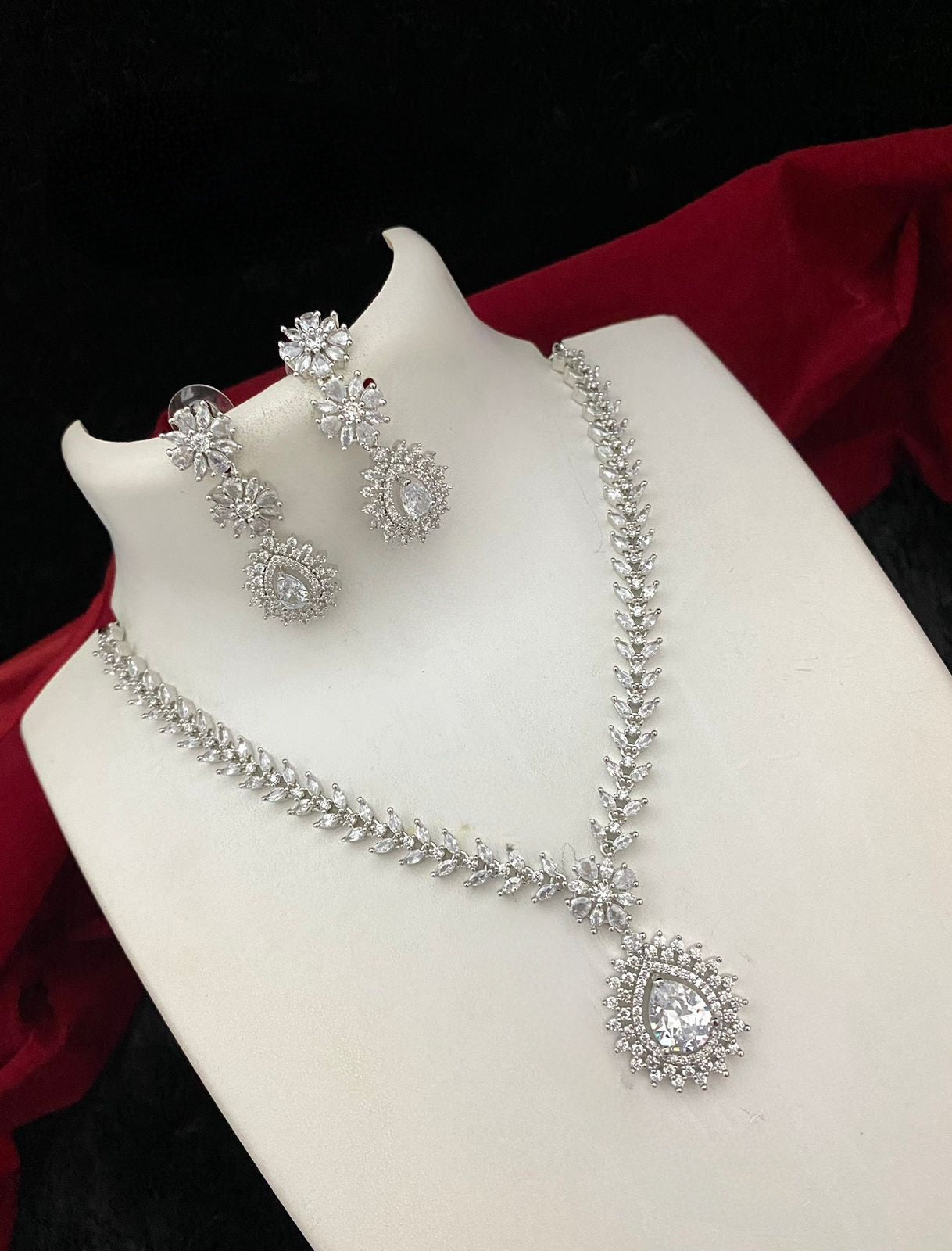 Wedding Elegant American Diamond Necklace Set, Size: Adjustable, Ad Stones  at Rs 1272/set in Mumbai