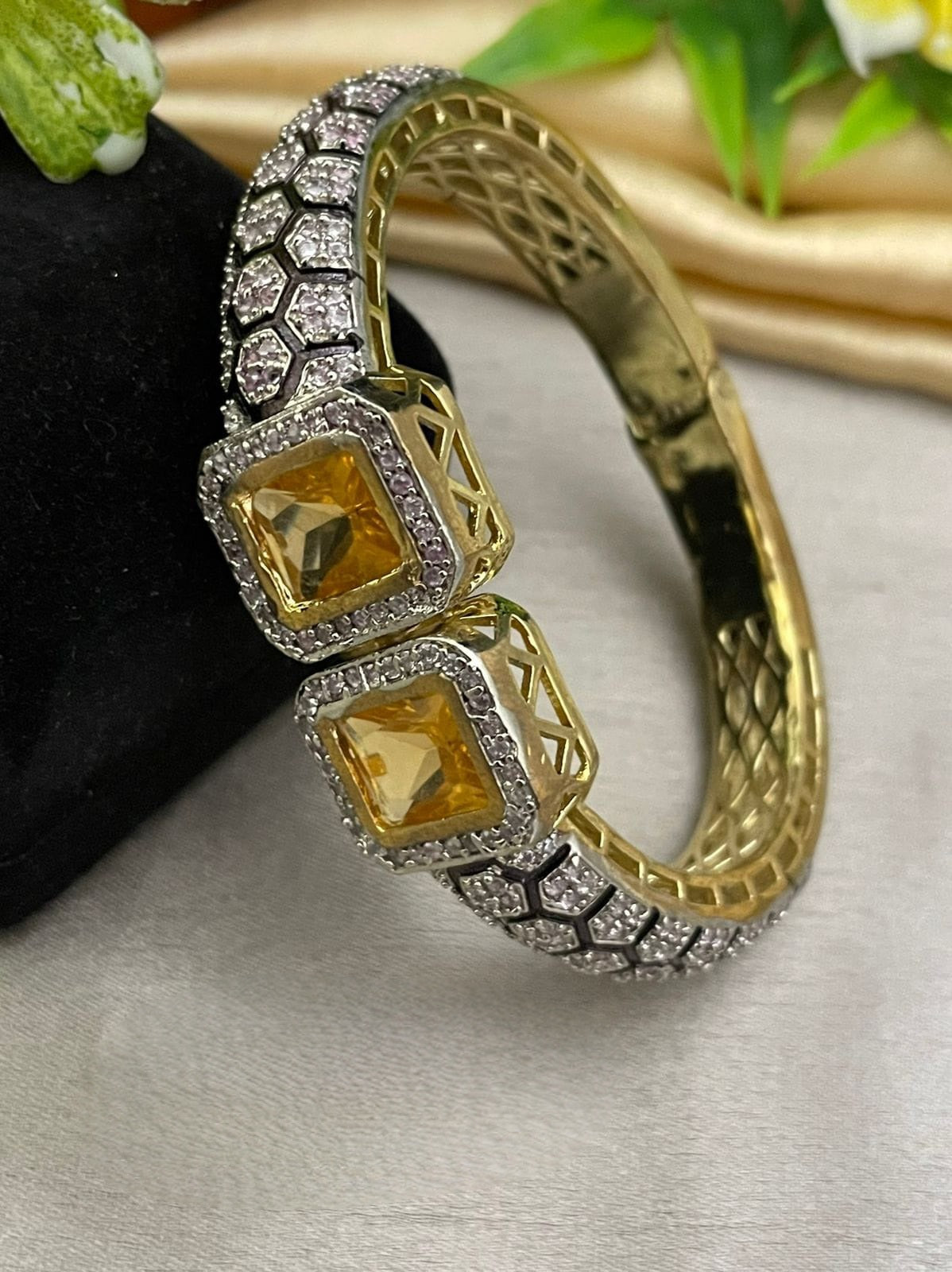 Golden Ring Stylish American Diamond Rose Gold Plated CZ Diamond Designer  Bracelet for women and Girls