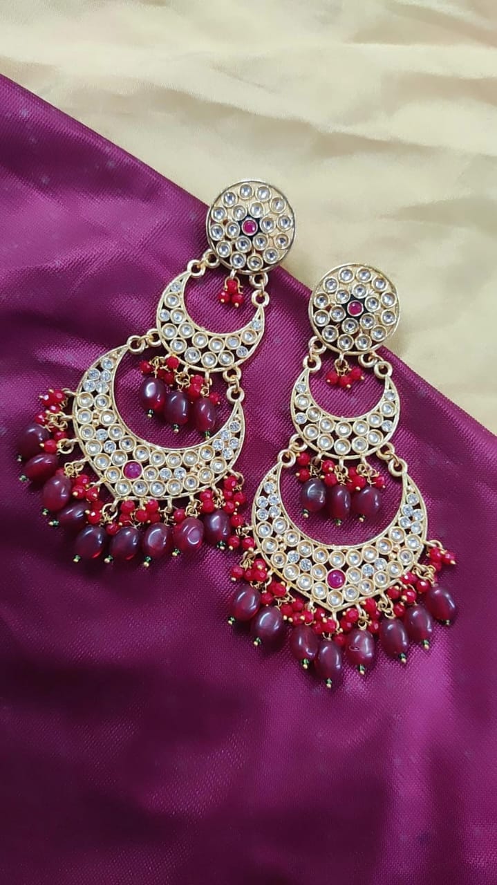 Bollywood Kundan chandelier Earrings | Indian Chandbali Earrings | Bridal Statement Earrings | Punjabi Pakistani Wedding Earrings