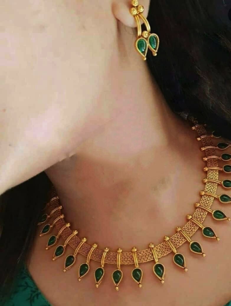 High Quality Matt Finish Kemp Multicolor Polki Stones Designer Necklace Earrings