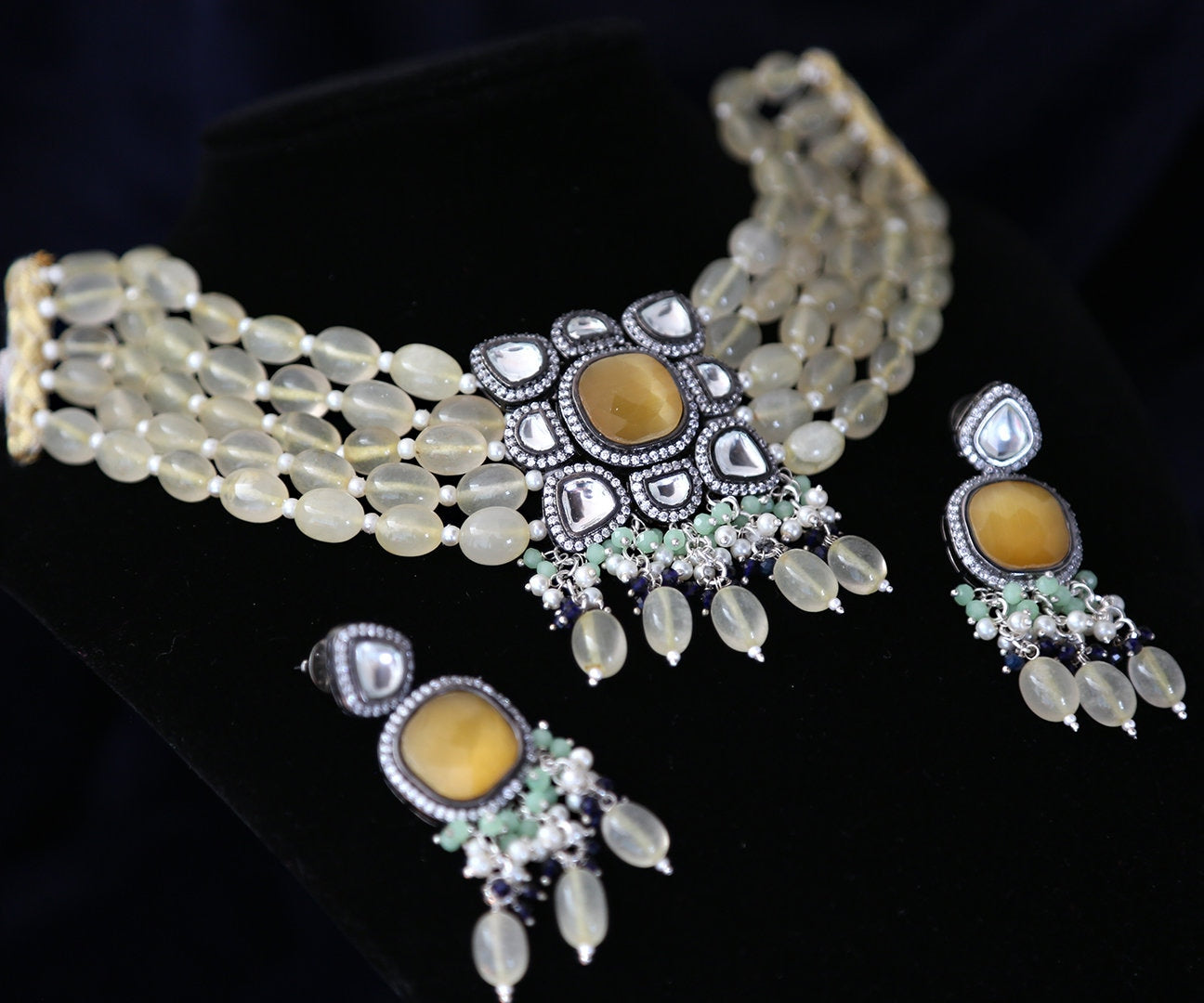 High Quality Fine Kundan Choker necklace with multi strand color Beads | Antique Kundan Jewelry | Indian Jewelry Wedding choker Necklace set