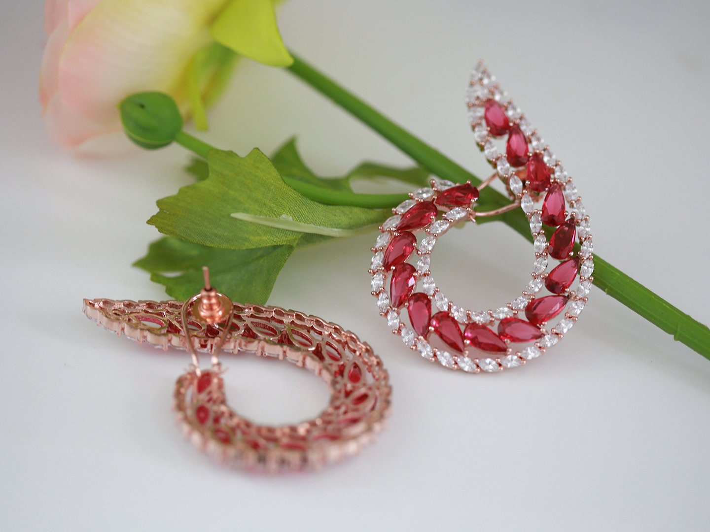 Designer earrings for women | American diamond big earrings | bridal earrings mint green | Latest Punjabi suit earrings | Party wear earring