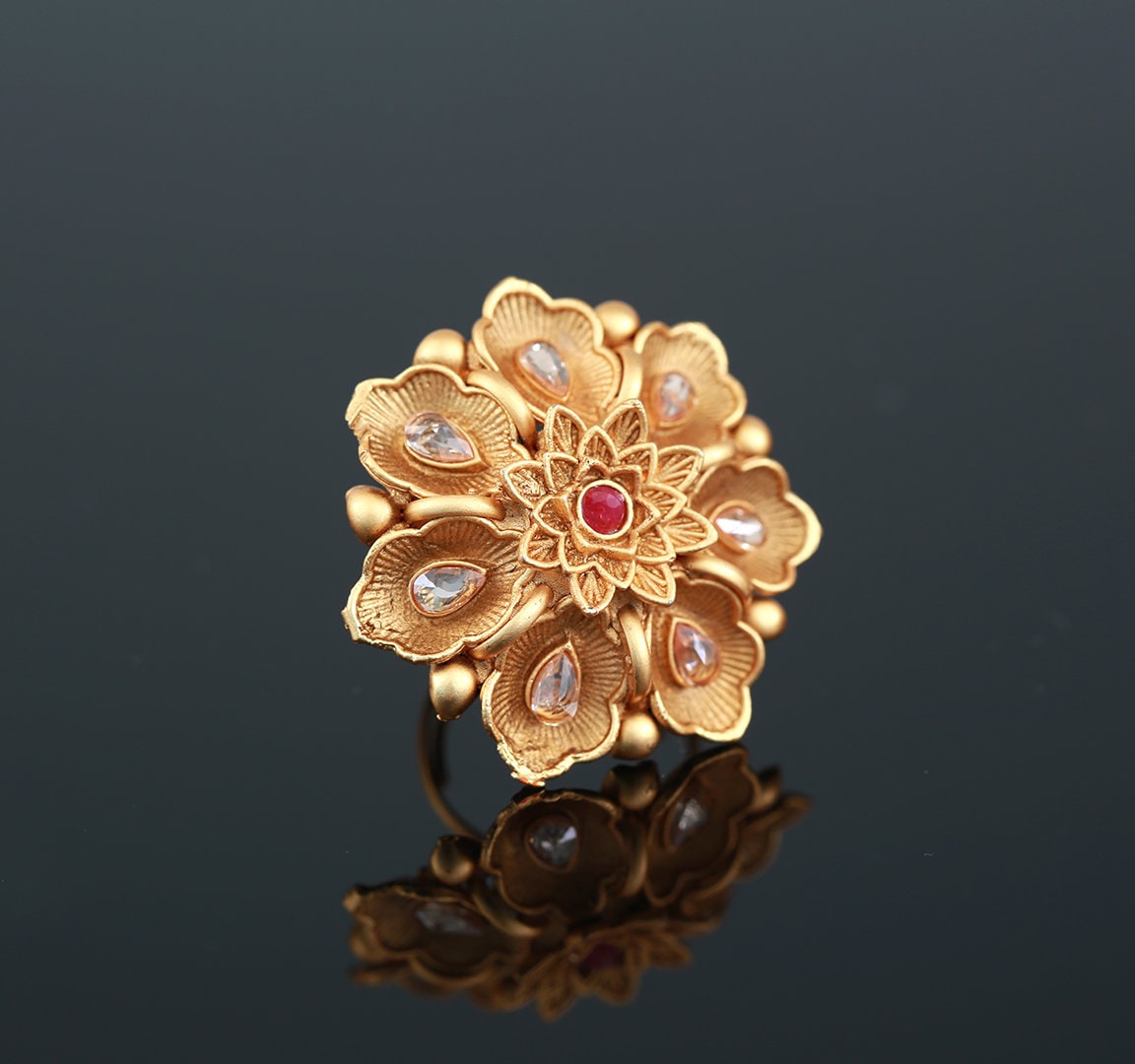 Beautiful Designer Gold rings for women | Floral design finger ring | party cocktail ring