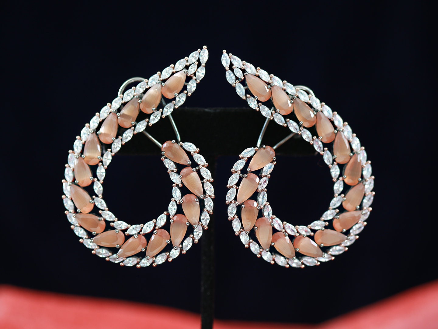 Designer earrings for women | American diamond big earrings | bridal earrings mint green | Latest Punjabi suit earrings | Party wear earring