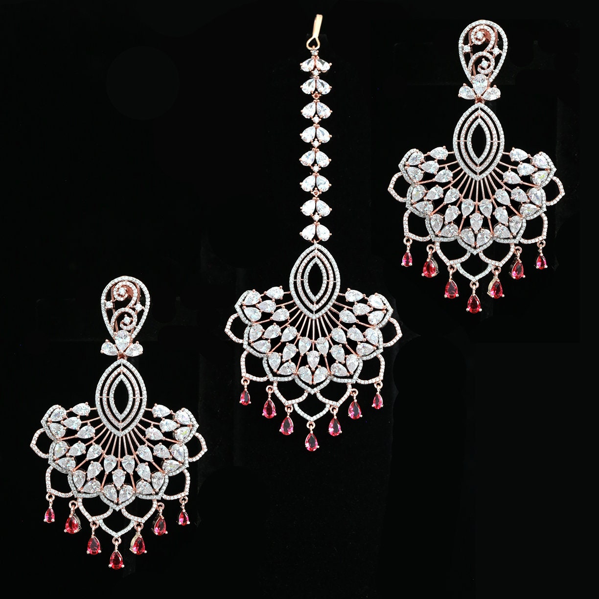 Wedding earrings maang tikka set | Chandbali earrings tikka set | wedding earrings for bride | Latest Punjabi earrings with maang tikka