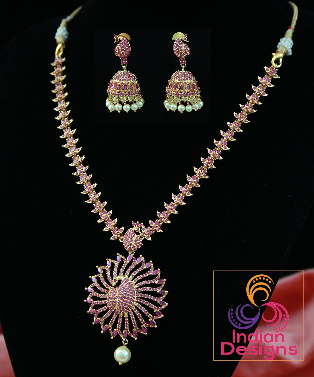 Ad stone peacock pendant | Beautiful AD Peacock Pendant set with color stone work |American Diamond Indian Bollywood Dancing Peacock jewelry