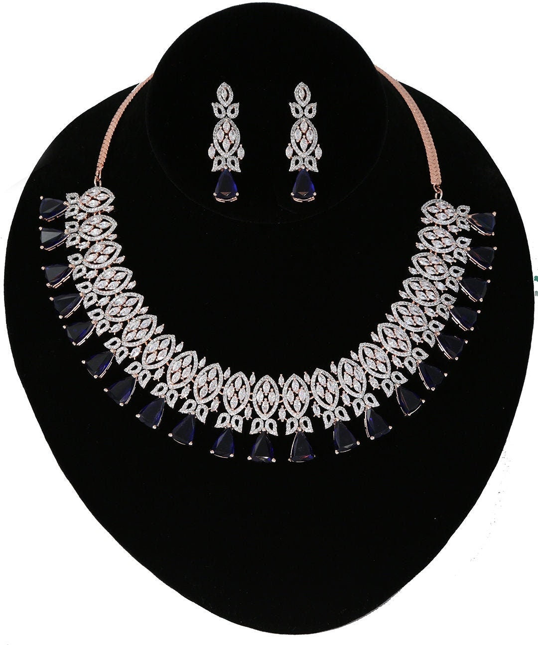 Sparkling American Diamonds White and CZ Bollywood Designer Choker Necklace|Wedding Bridal Fashion Jewelryl Women's Necklace Earrings