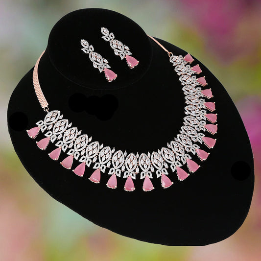 Sparkling American Diamonds White and CZ Bollywood Designer Choker Necklace|Wedding Bridal Fashion Jewelryl Women's Necklace Earrings