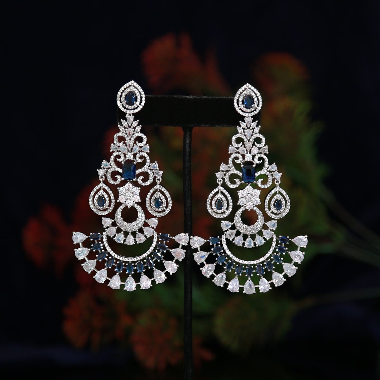 Silver American Diamond Chandbali Earrings | Traditional Ethnic Party wear Earrings |High Quality Indian Jewelry Earrings | Gift for Her