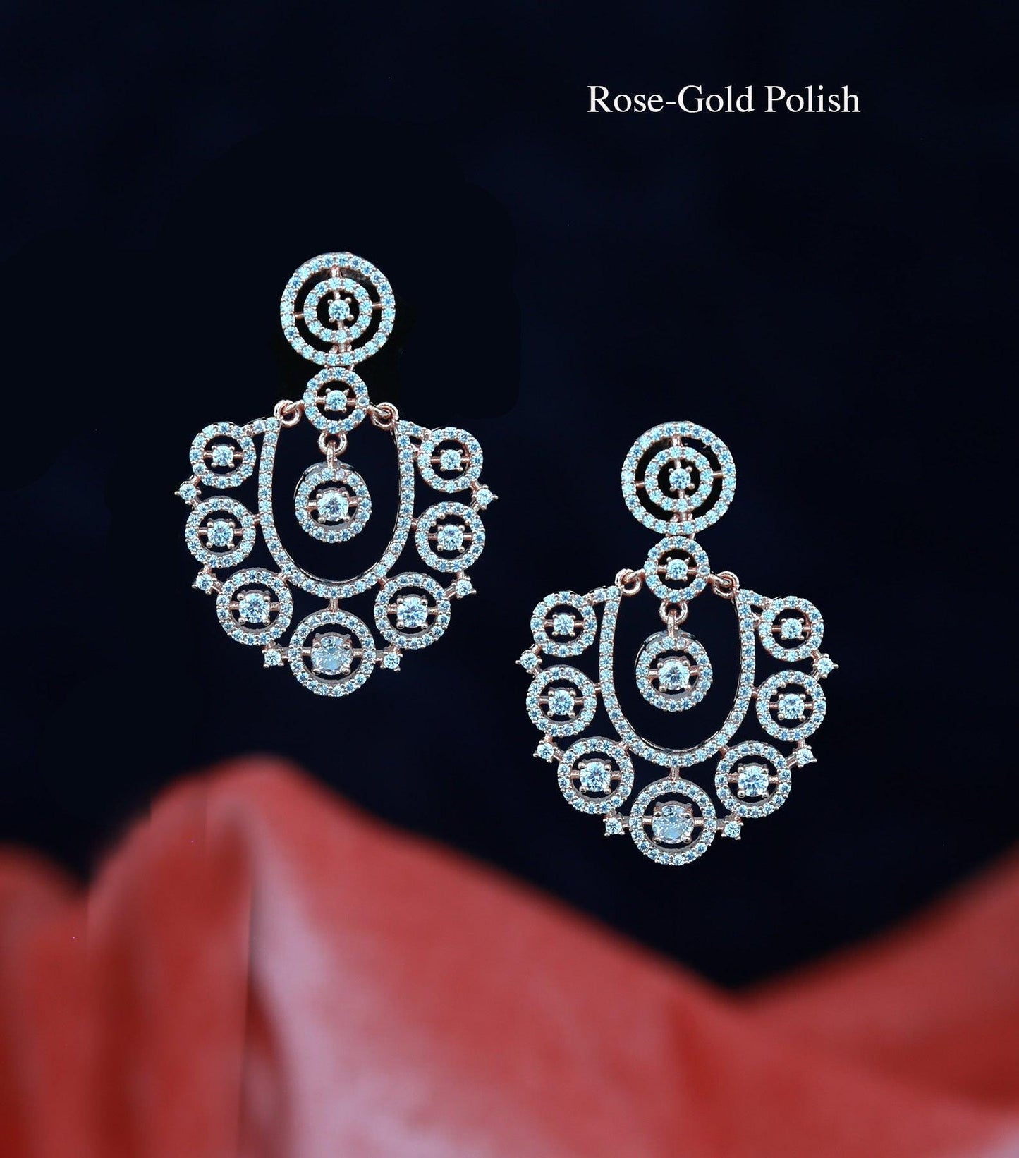American Diamond Silver Earrings | Rose Gold Indian Earrings