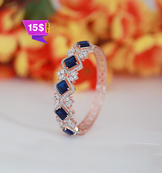 American Diamond Bangle Bracelet with CZ Stones| Rose gold floral bangle| daily wear bracelet| Party Wear Bangles| AD Bracelet| Gift for her