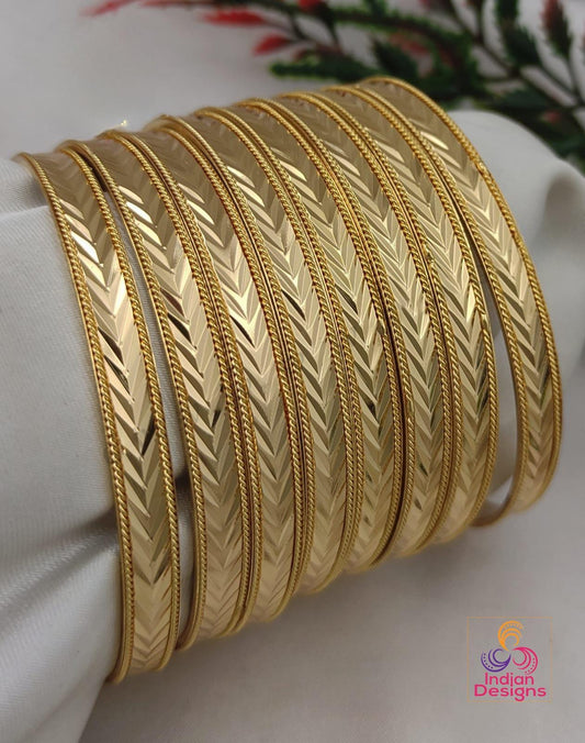 One gram Gold-Plated Daily wear Bangle Bracelets set of 8 | Lightweight Stackable Bangles for Women| South Indian Bangles| Gift for her