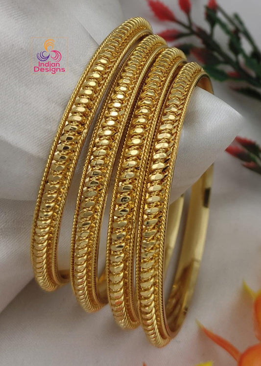 One gram Gold-Plated Daily wear Bangle Bracelets set of 4 |Traditional Indian Jewelry Wedding bangle set |Bollywood Ethnic Bangle set