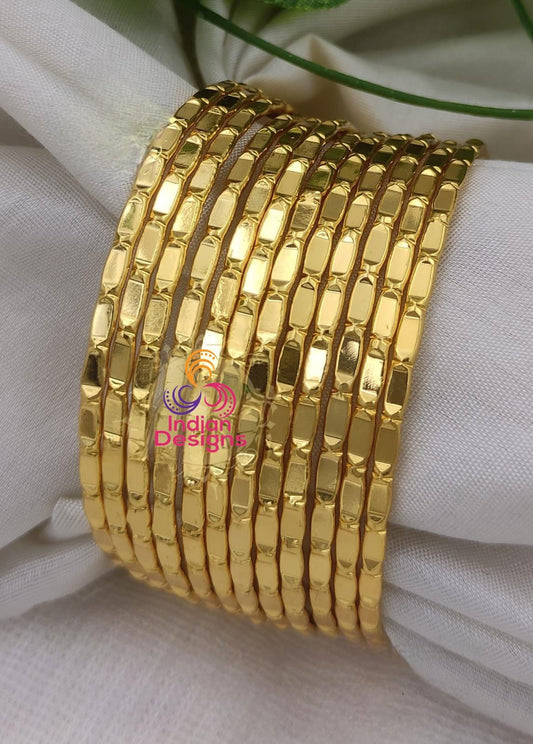 Daily Wear Gold Plated Bangles| Traditional Indian Wedding Bangles| Set of 12 Bangles| Affordable Jewelry| Stackable Bangles| Gift for her