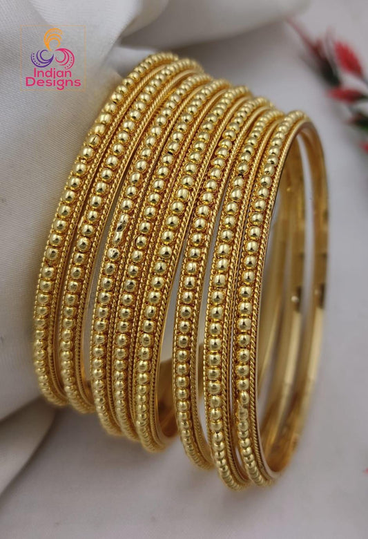 Gold-Plated Daily wear Bangle Bracelets set of 8 |Traditional Indian Jewelry Wedding bangle set |Bollywood Ethnic Bangle set| Gift for her