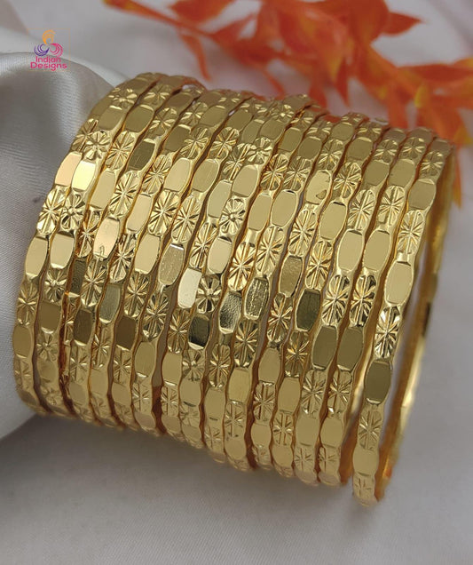 Gold Plated Daily wear Bangle set of 16|Traditional Light weight stackable bangles| South Indian Style Wedding bangles| Gift for her
