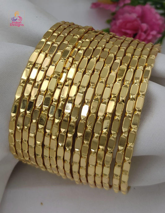 Gold Plated Daily wear Bangle set of 16|Traditional Light weight stackable bangles| South Indian Style Wedding bangles| Gift for her