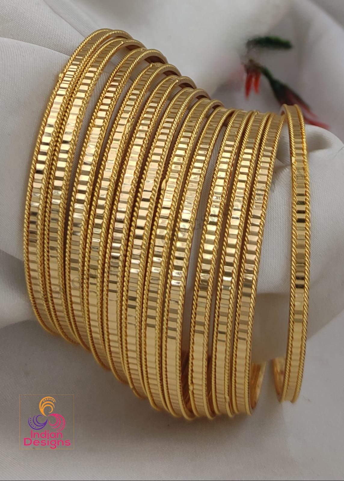 Gold-Plated Daily wear Bangle Bracelets set of 12| Traditional Indian Jewelry Wedding bangle set|Bollywood Designer Bangle set| Gift for her