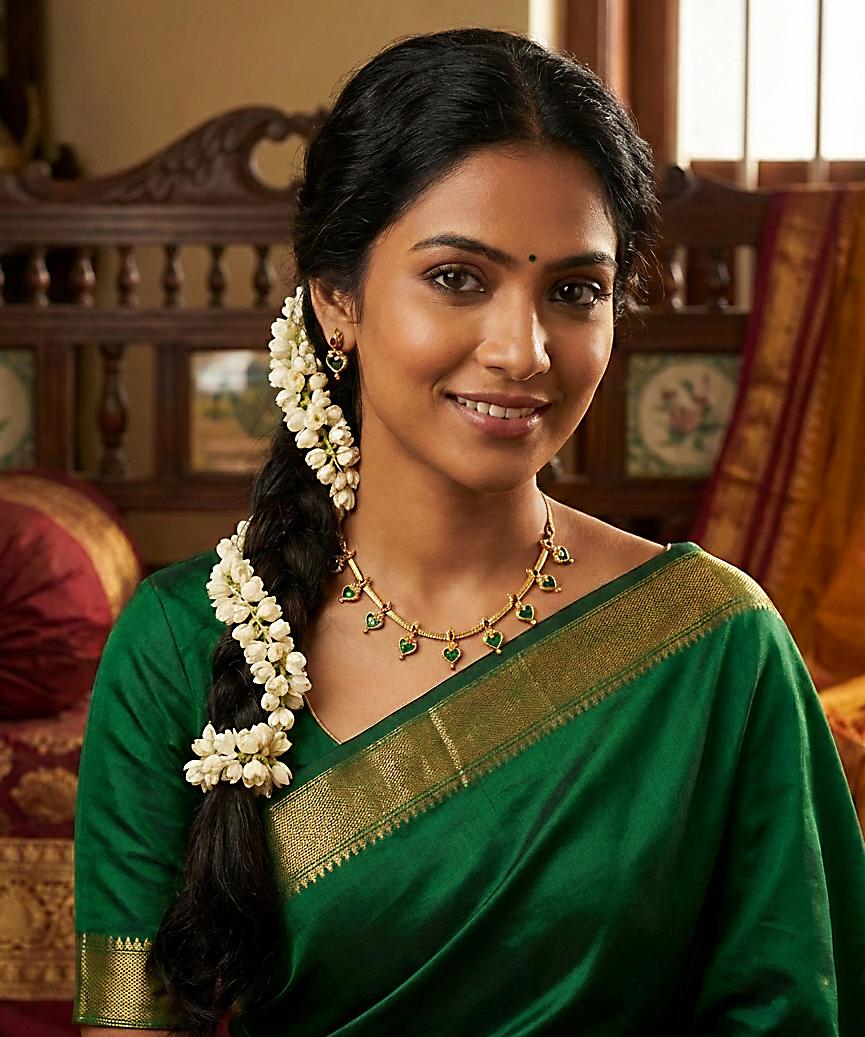 Gold Plated traditional Green Palakka Necklace Set| South Indian Temple Style Jewelry| Lightweight Daily Wear Choker| Jewelry Gift for her