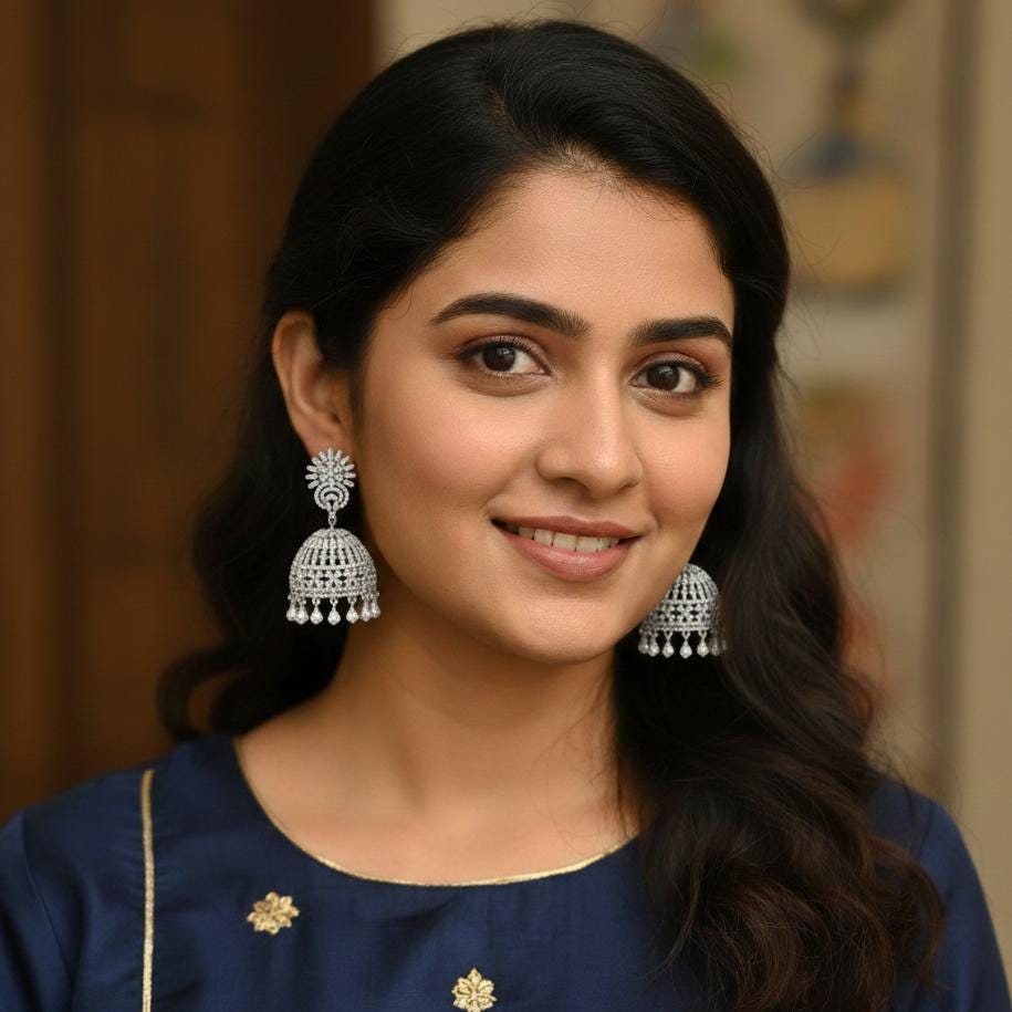 Silver Jhumka Earrings for Women| Big Indian Jhumki| Lightweight CZ Bell Earrings | Festive Desi Jewelry | Party Wear Earrings