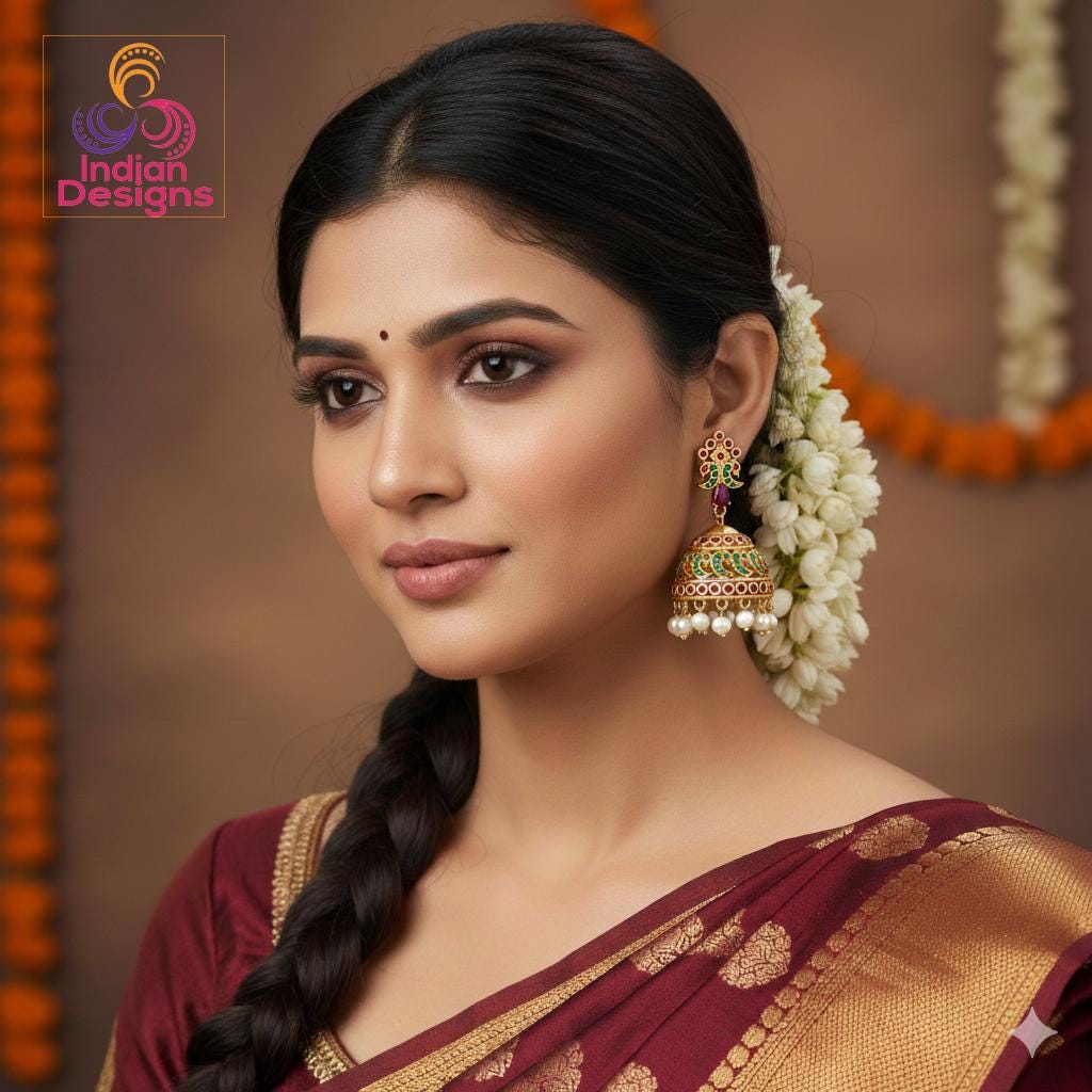 Gold Plated Jhumka Earrings| Pearl Drop Traditional Jhumki| Indian Wedding Earrings| South Indian style Jhumka| Statement Earrings Gift