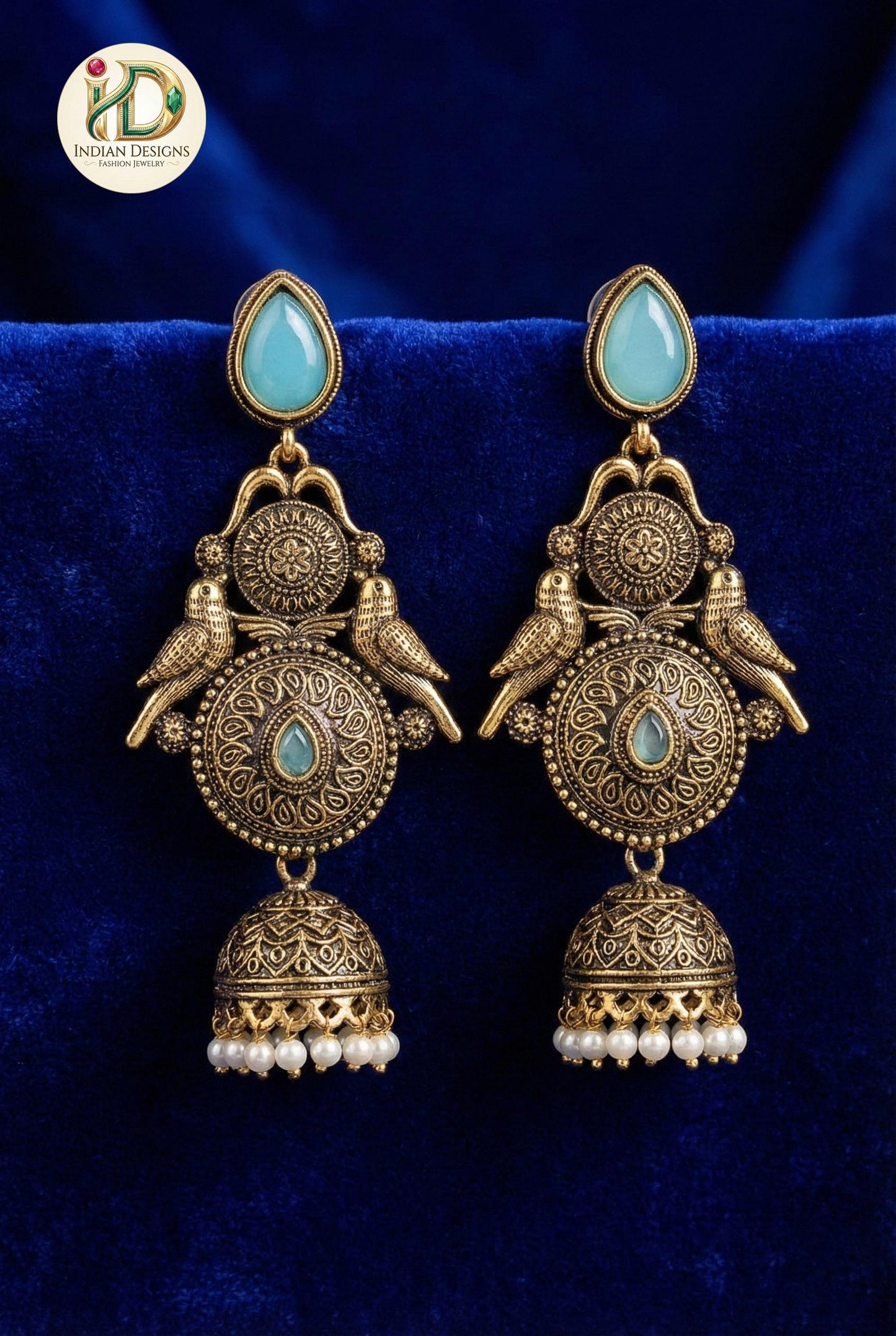 Antique Gold Peacock Jhumka Earrings| Indian Traditional Pearl Drop Jhumki| Matte Gold Finish Traditional Indian Jewelry| Gift for her