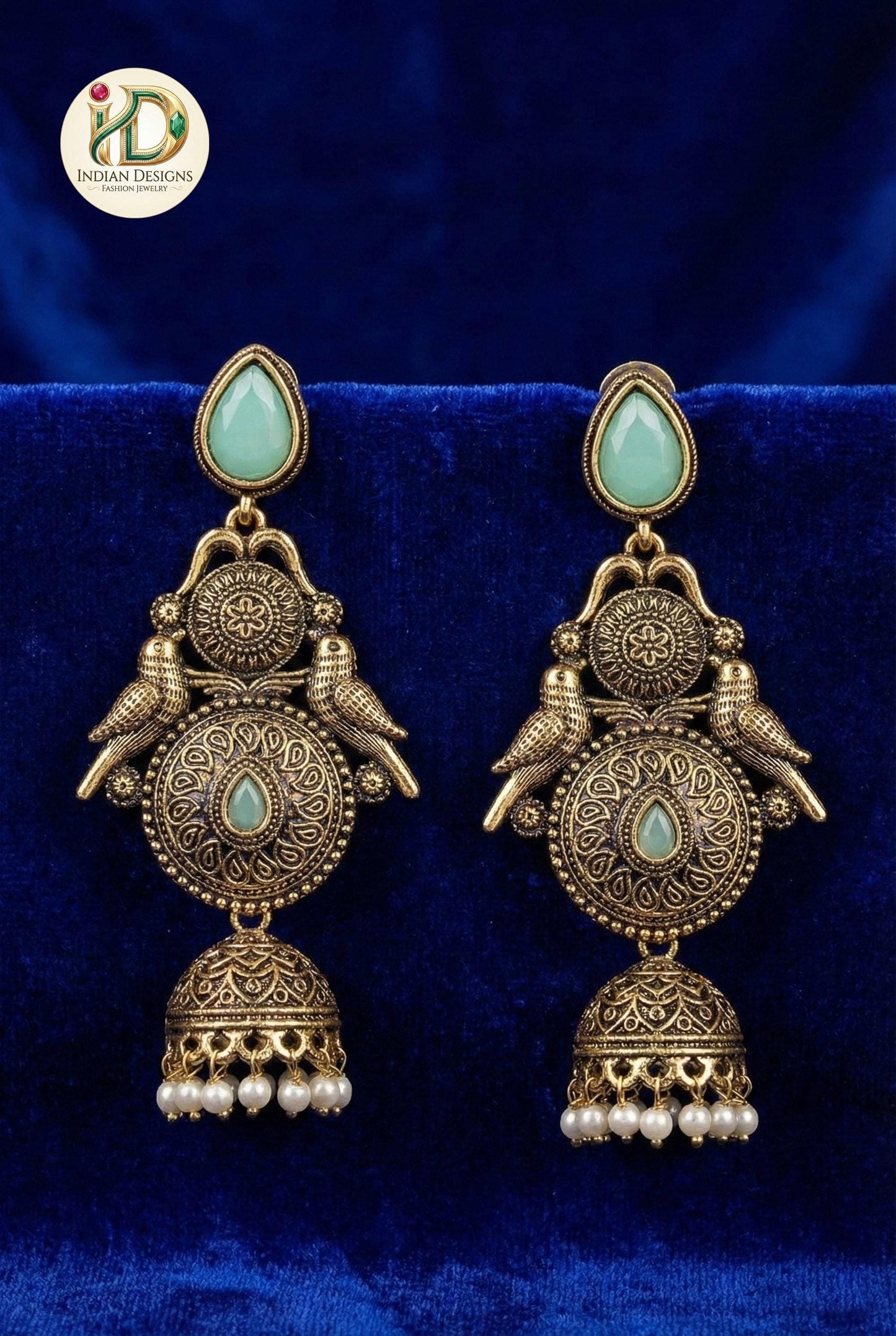 Antique Gold Peacock Jhumka Earrings| Indian Traditional Pearl Drop Jhumki| Matte Gold Finish Traditional Indian Jewelry| Gift for her