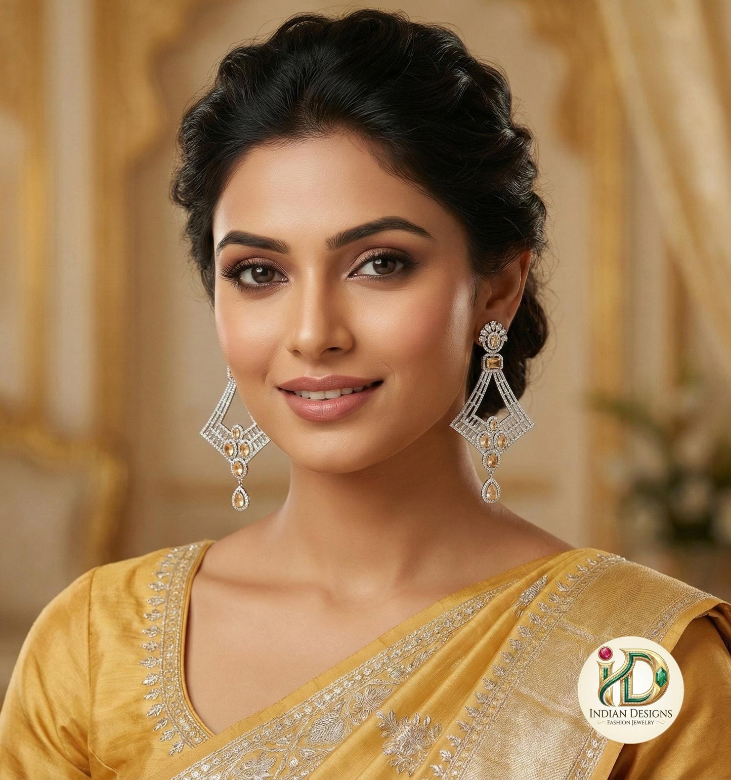 Long Hanging CZ AD American Diamond Rhinestone Drop Earrings|Beautiful Earrings Design Hanging Jewelry|Fashion wedding earrings