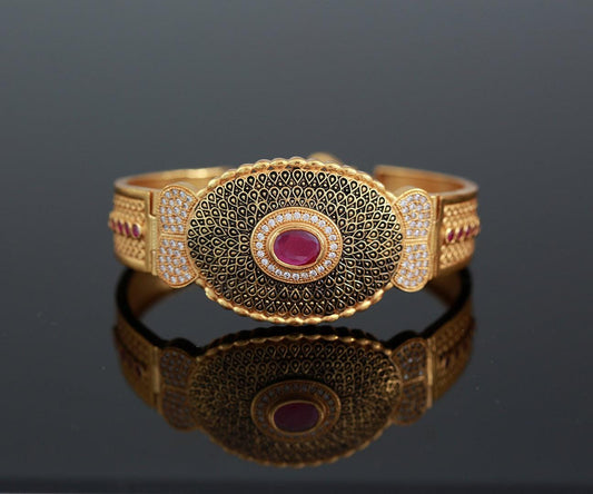 Ladies bracelet gold | Antique gold tone bracelet | Bangle type bracelet designs | Gujarati jewelry USA | South Indian gold bracelet designs