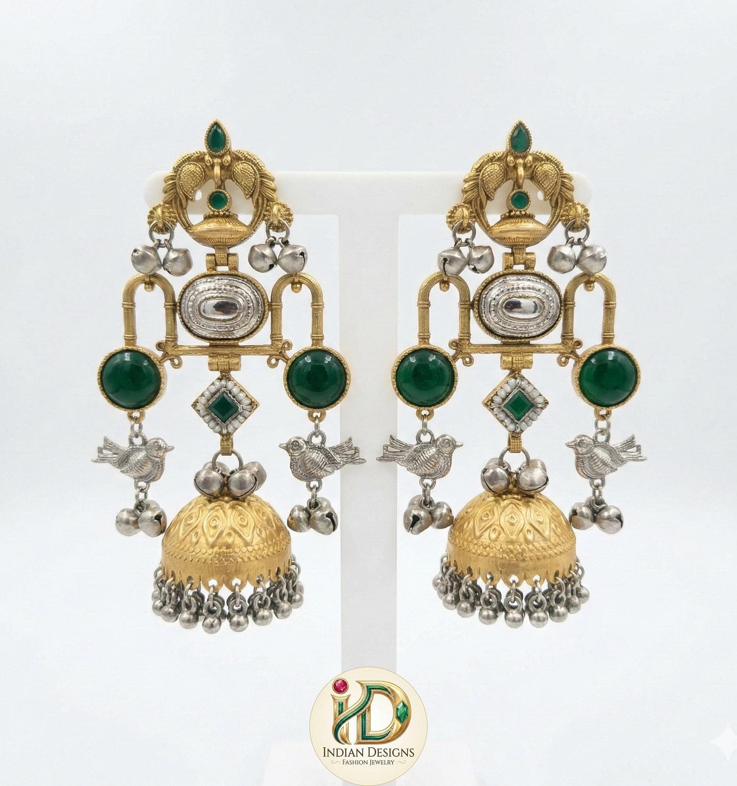 Oxidized silver & gold indian earrings with ghungroo bells| german silver dual tone earrings| statement earrings| bohemian ethnic jewelry