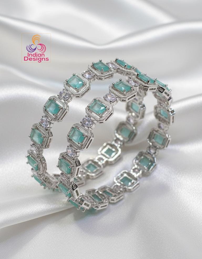 American diamond bangles| cz stone bangles| silver finish ad bracelets| party wear ad kada set| wedding jewelry bangles| gift for her