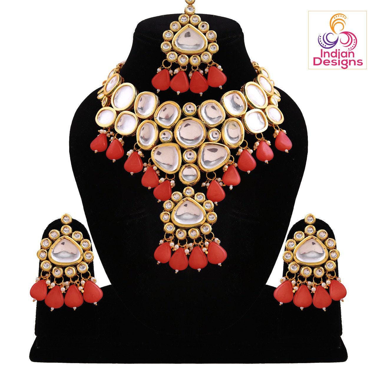 Heavy kundan wedding bridal jewelry set with maang tikka | pink kundan bridal set | mint bridal jewelry set | real indian kundan jewelry