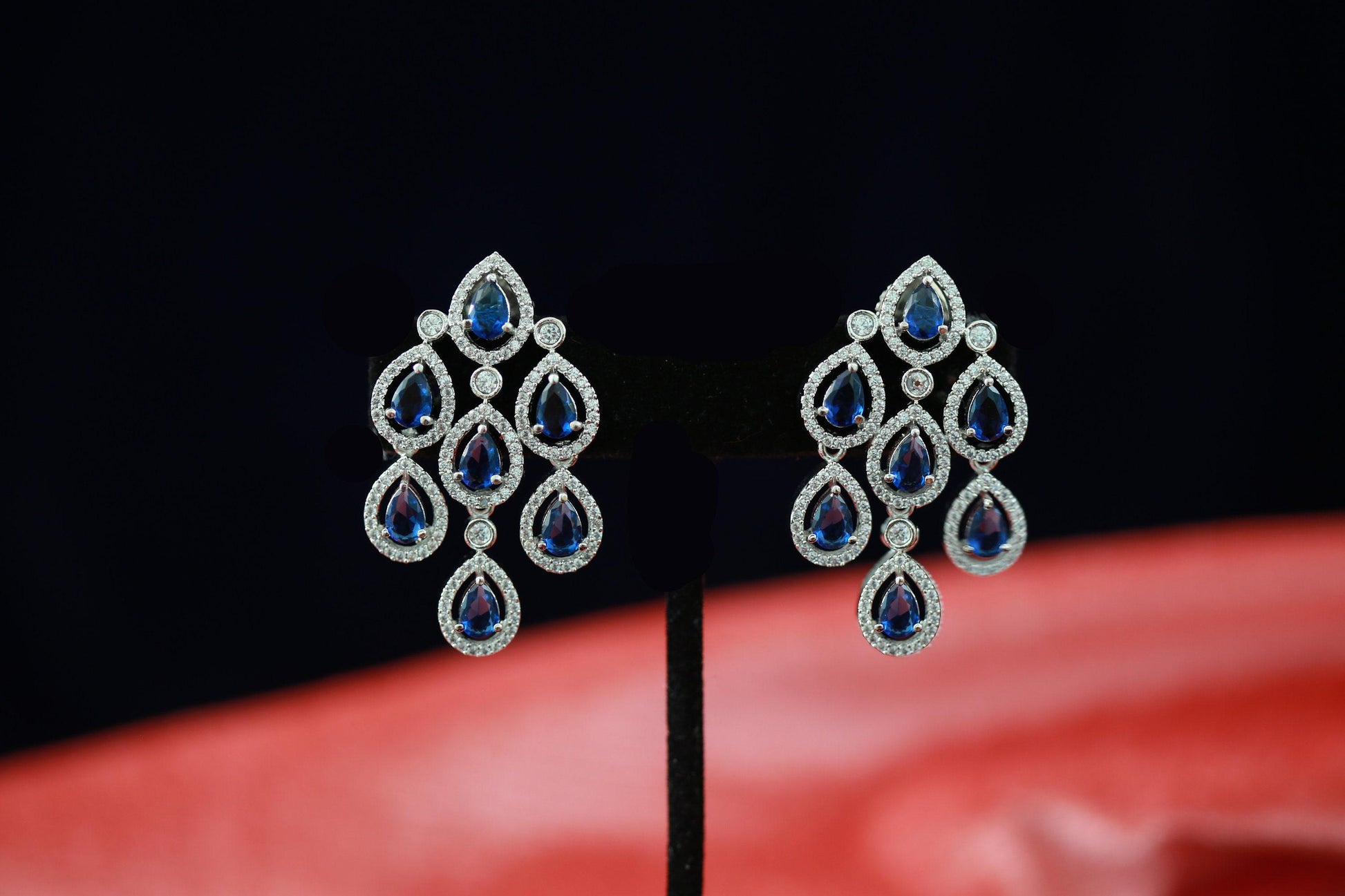 American diamond Rhodium Tone earrings | Latest South Indian bridal earrings | Statement earrings gold rose | Earrings for bridesmaid