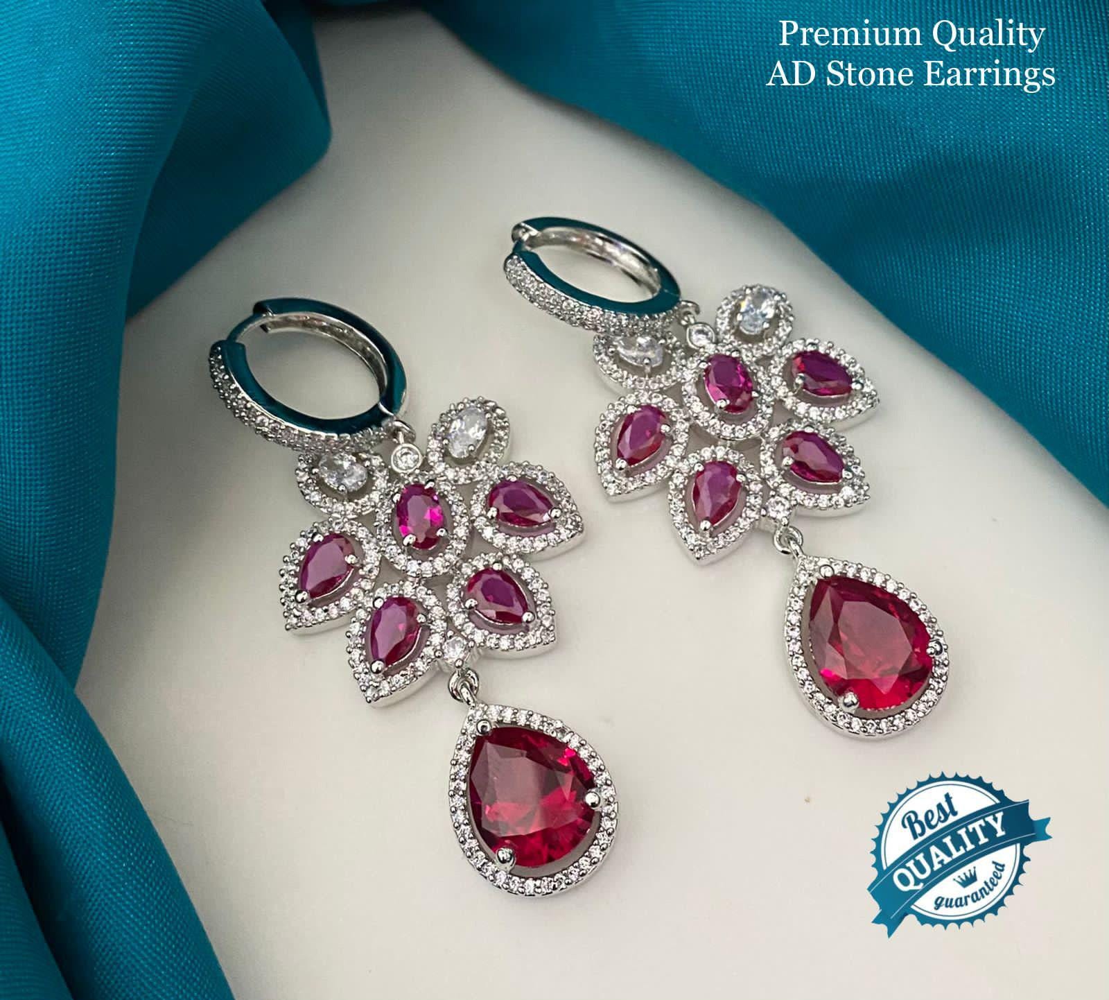 Best quality american diamond earrings in gold polish | cz ad dangler earrings | cubic zirconia drop earrings silver | crystal drop earrings