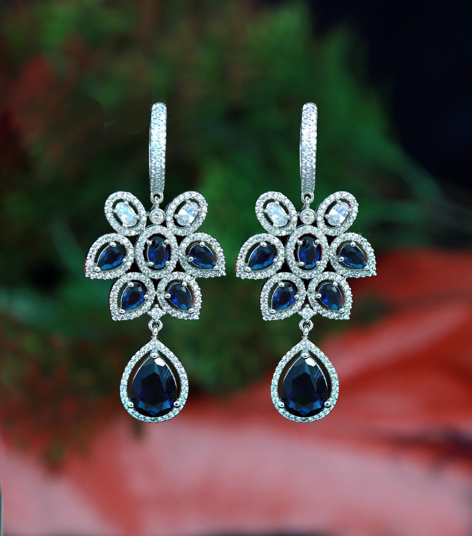 Best quality american diamond earrings in gold polish | cz ad dangler earrings | cubic zirconia drop earrings silver | crystal drop earrings