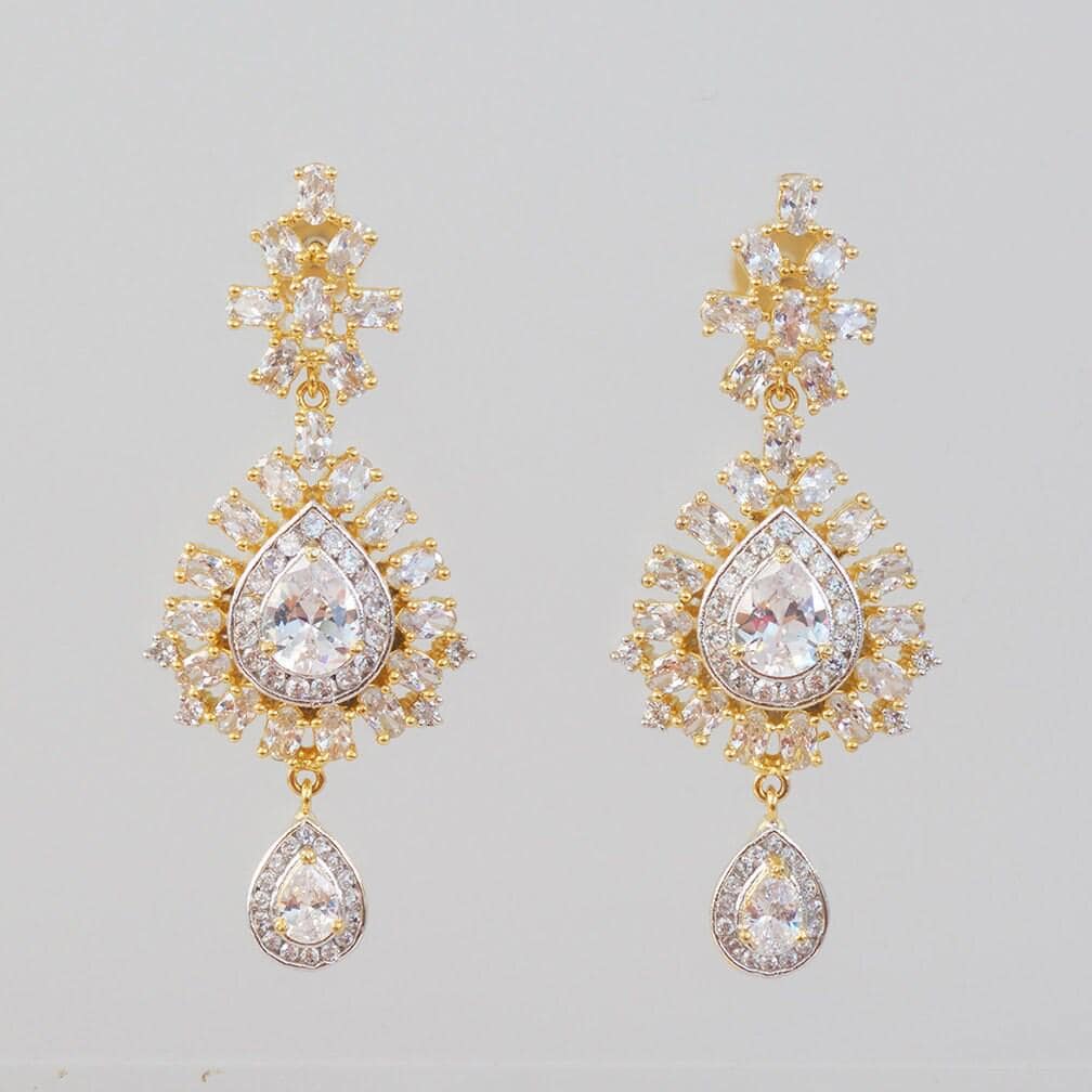 CZ Bollywood Fashion Diamond Party Wear Dangling drop Earrings|Women's Fashion Trending Earrings|South Indian Unique Dangle Earrings