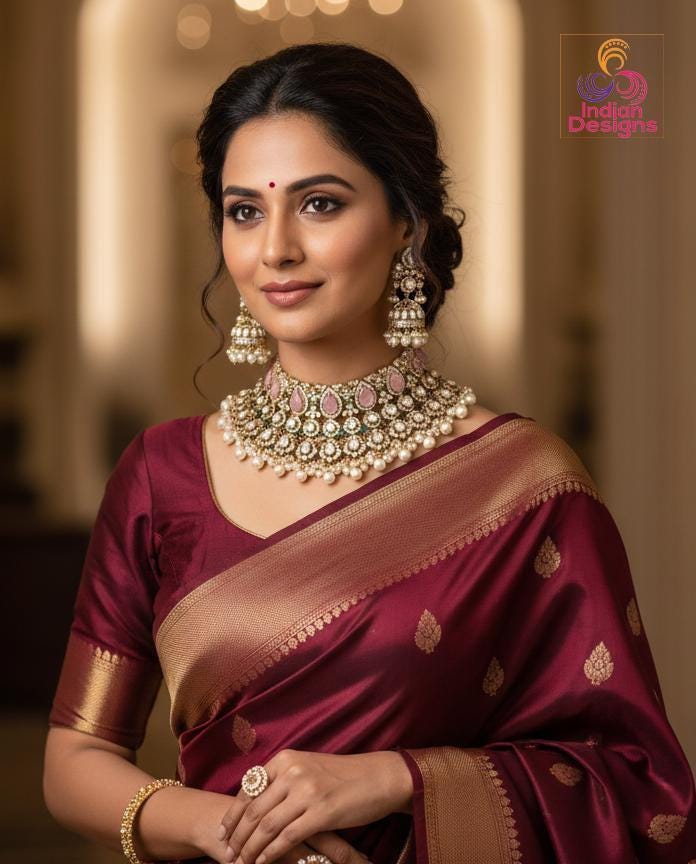 Mint Green Victorian Doublet Moissanite Polki Choker Necklace, Jhumka Earrings, Maang Tikka & Pearl Drops|Big Size Statement Wedding Jewelry