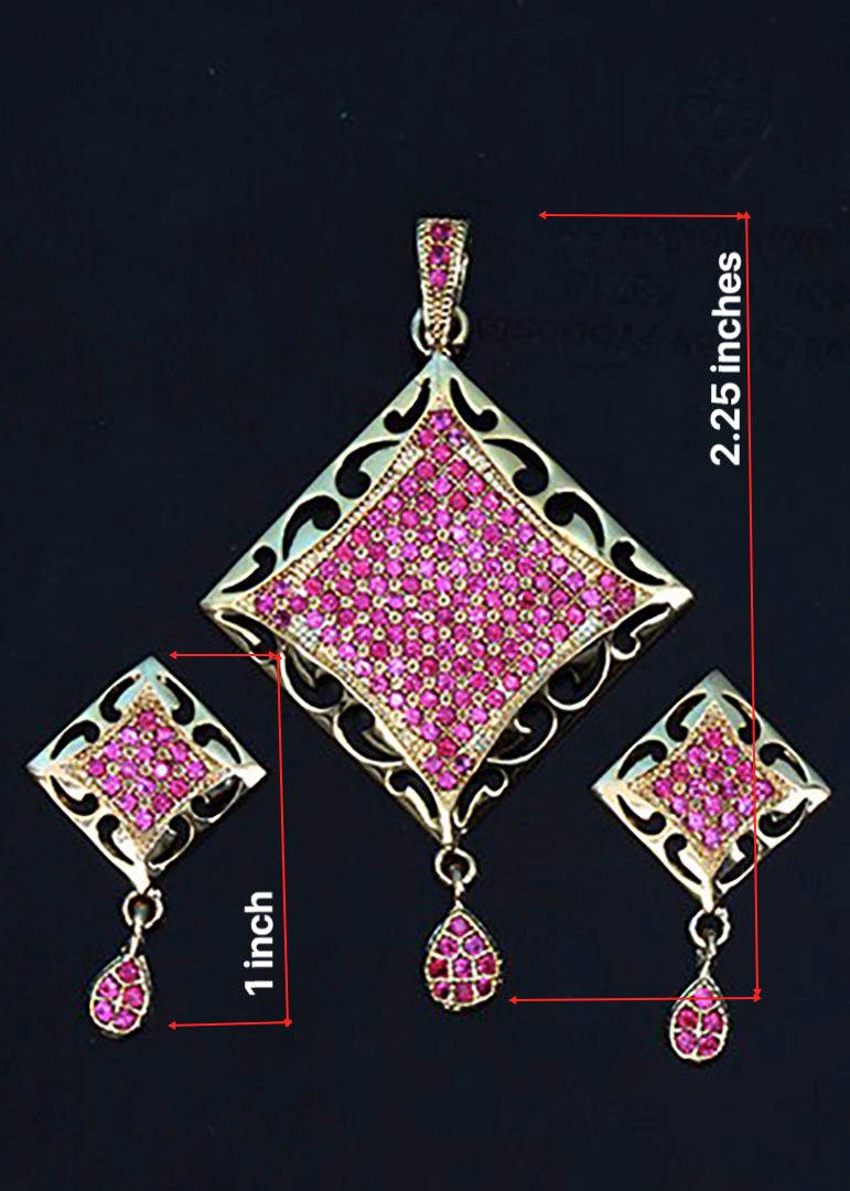 Gold plated pendant set with cz color stones in pink and blue -perfect for special occasions and gifts| minimalist pendant set| gift for her