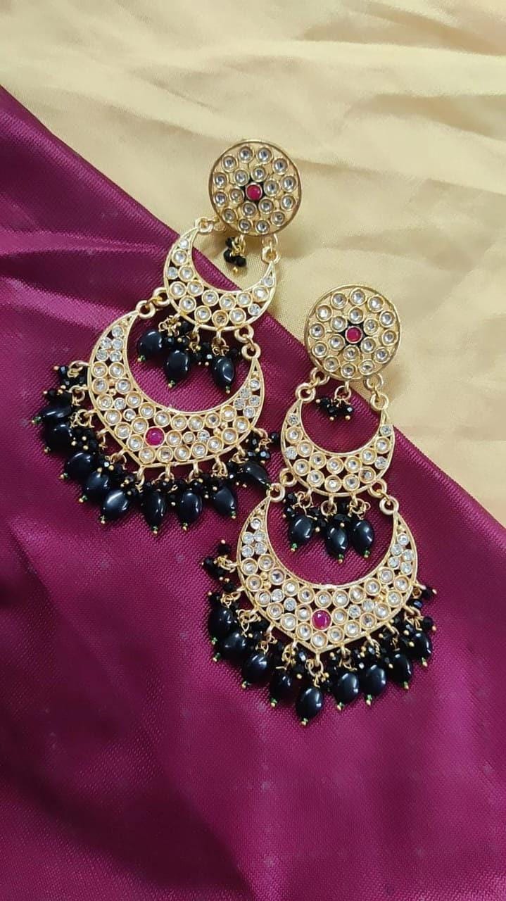 Bollywood Kundan chandelier Earrings | Indian Chandbali Earrings | Bridal Statement Earrings | Punjabi Pakistani Wedding Earrings