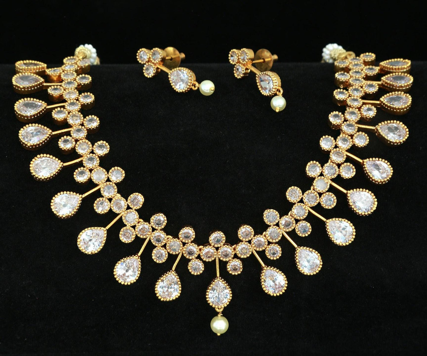 Gold Plated American Diamond Ruby Emerald Necklace | Indian Wedding Jewelry | CZ diamond necklace | Gift for her