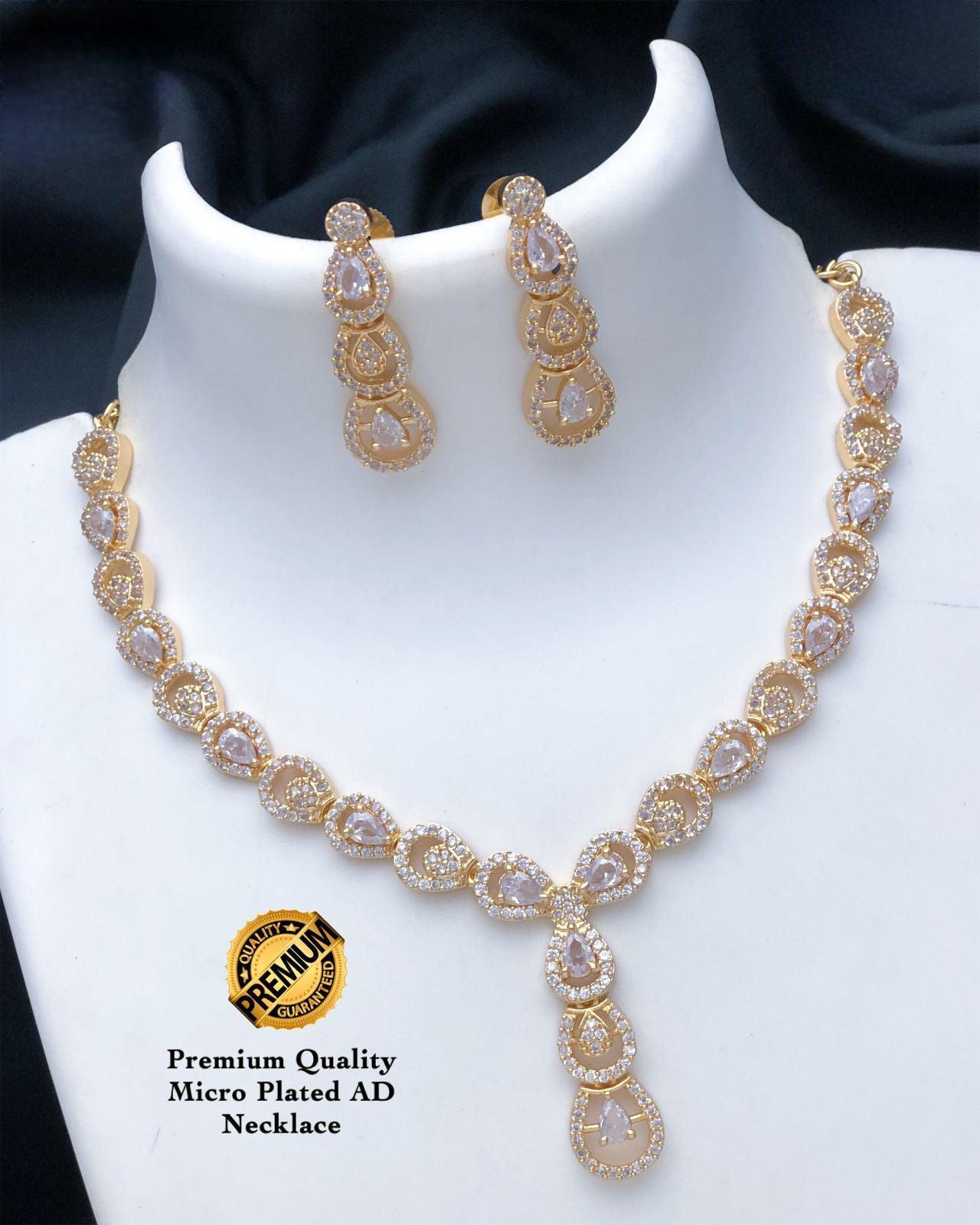 Cute Designer American Diamond Ruby Emerald Necklace earring set|One Gram gold Unique design CZ AD necklace Indian jewelry| Gift for her