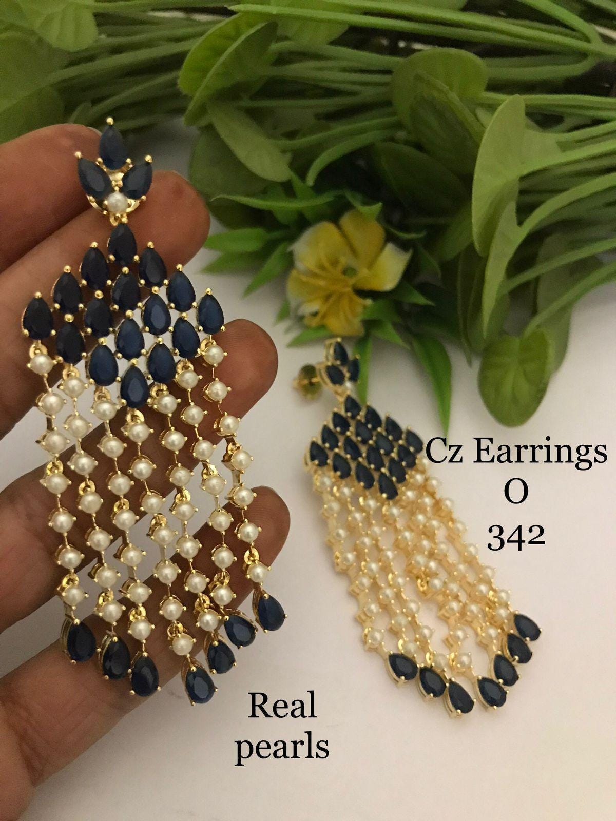 Turquoise and Pearl Multi-strand Long drop Earrings in Gold Tone|celebrity turquoise earrings|Natural pearl drop earrings
