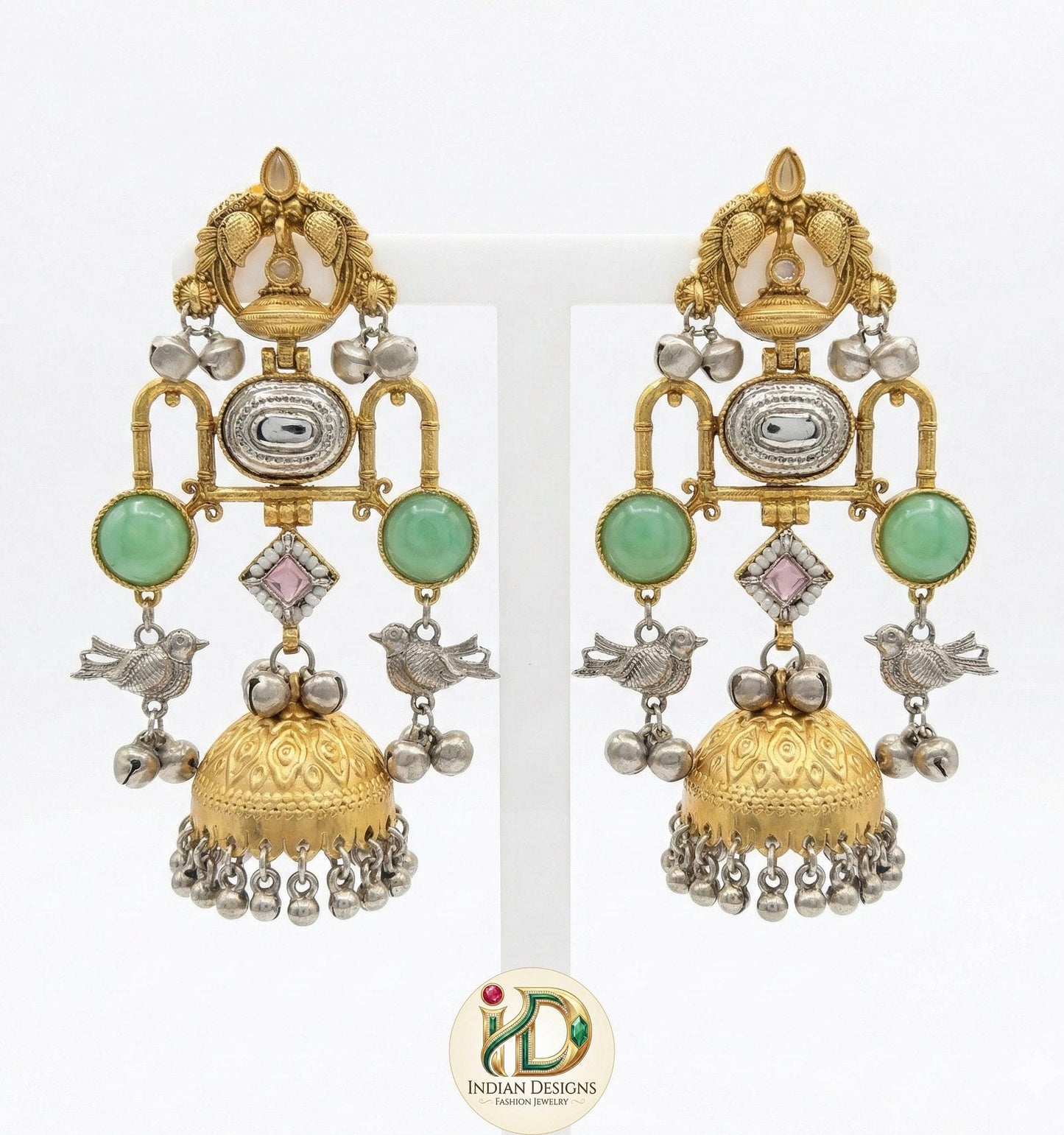 Oxidized silver & gold indian earrings with ghungroo bells| german silver dual tone earrings| statement earrings| bohemian ethnic jewelry