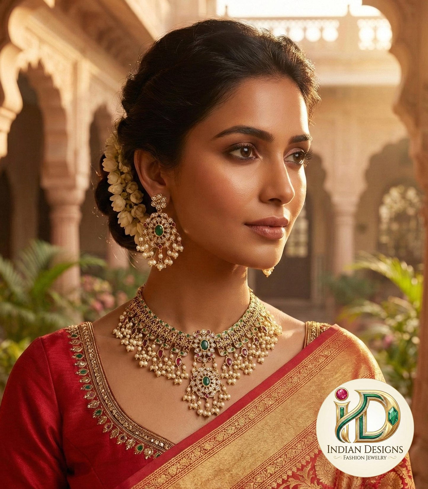 Antique Gold Choker Necklace Set| South Indian Guttapeusalu Jewelry| Ruby Emerald Pearl Bridal Set| Temple Jewelry Bollywood Wedding Gift