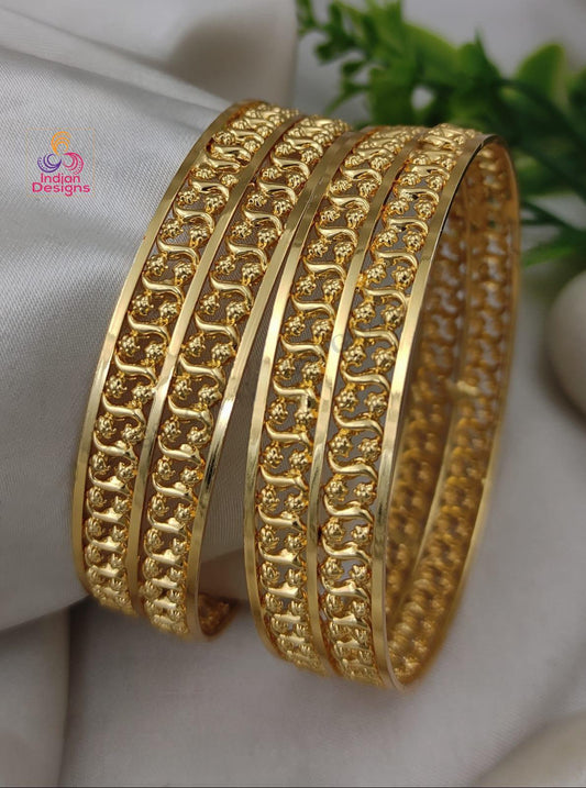 Gold Plated Daily wear Bangle set of 2| simple gold bangles| party wear Light weight Bangles| South Indian bangle set |Bollywood Bangle set